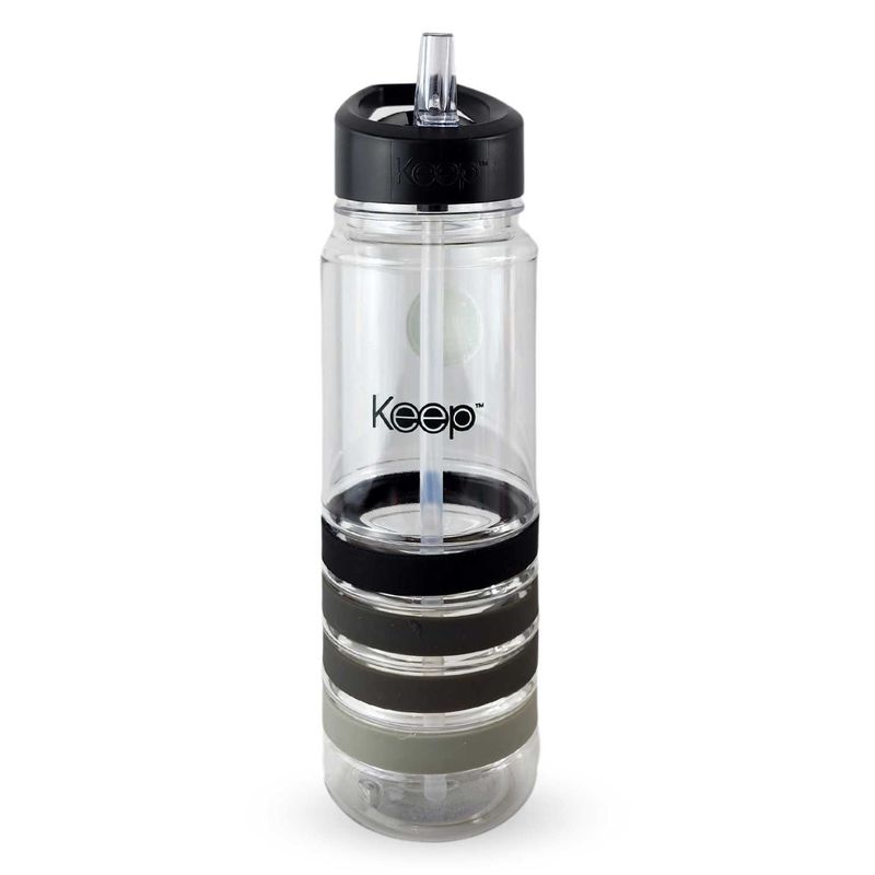 KEEP - Botella Keep Bandas Colores 750 ml Agua Bebidas Deporte Negro
