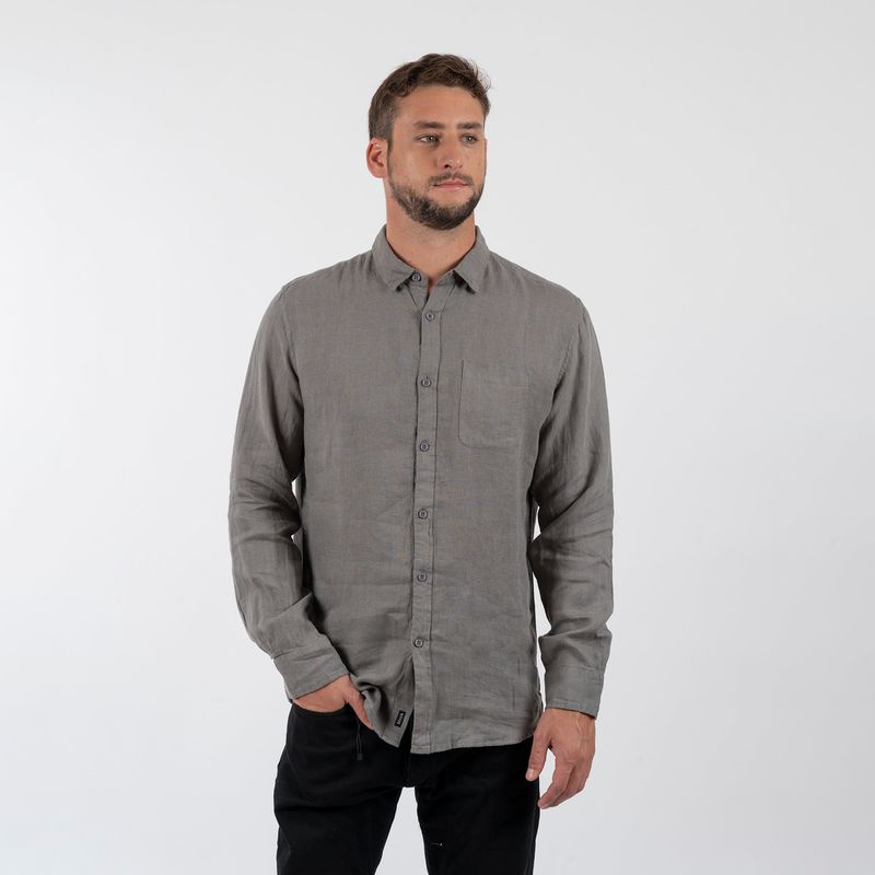 BUBBA - Lino Shirt Iron Gate Black Bubba