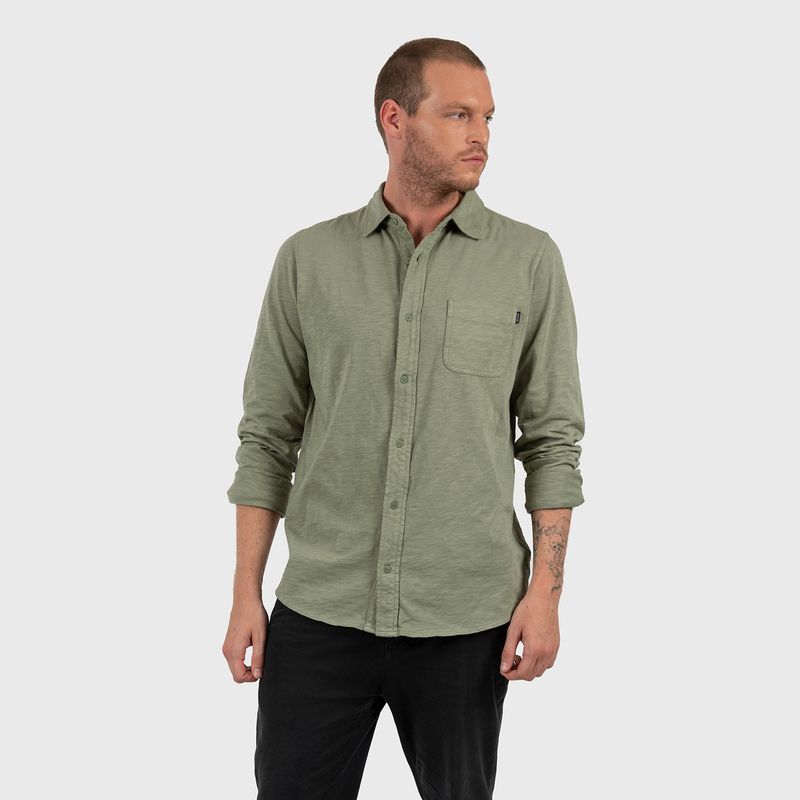 BUBBA - Long Sleeve Cotton Shirt Militar Black Bubba
