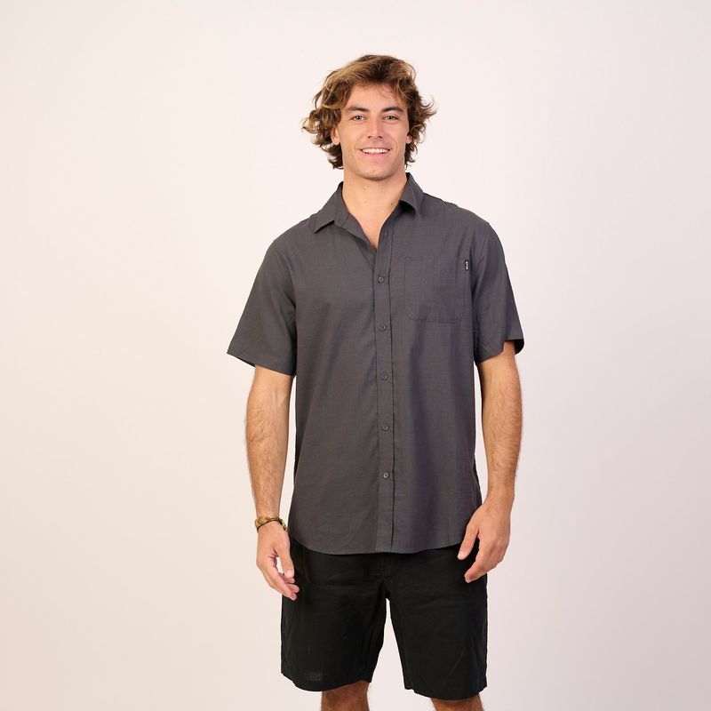 BUBBA - Cotton Shirtsteel Blue  Black Bubba