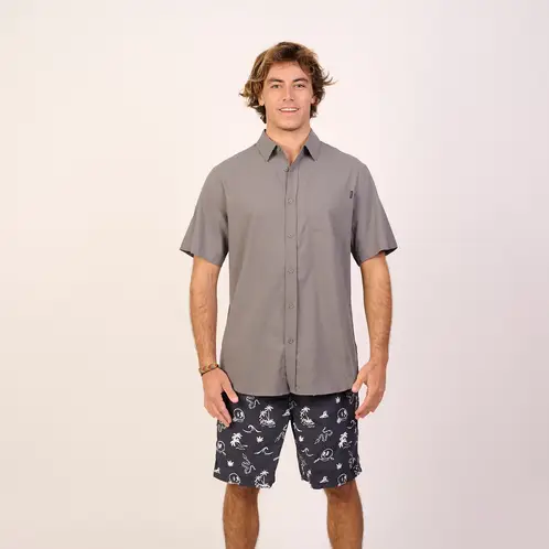BUBBA - Cotton Shirt Dust Smoke Black