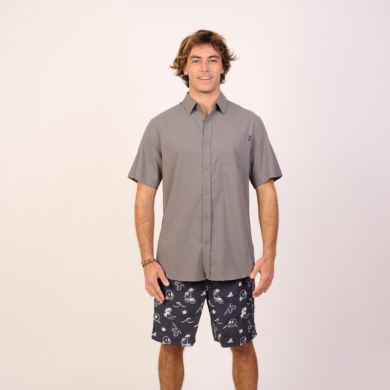 BUBBA - Cotton Shirt Dust Smoke Black Bubba
