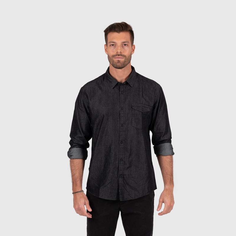 BUBBA - Raw Denim Tencel Shirt Black  Black Bubba_.