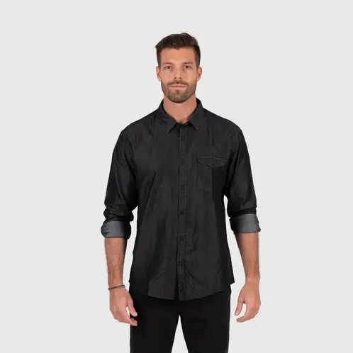 BUBBA - Raw Denim Tencel Shirt Black Black