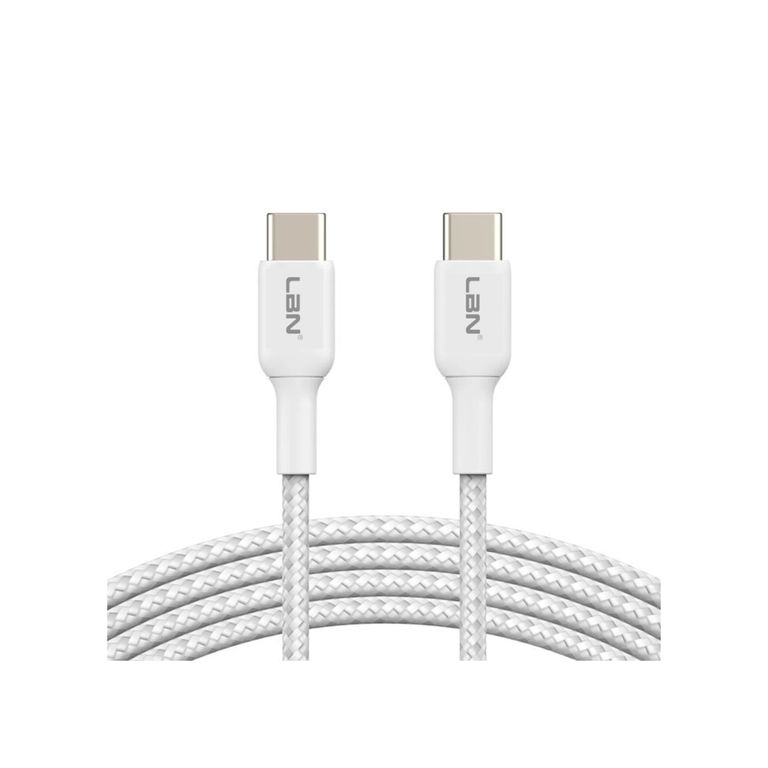 Cable Trenzado Usb-c A Usb-c Carga Rapida 1 M Blanco