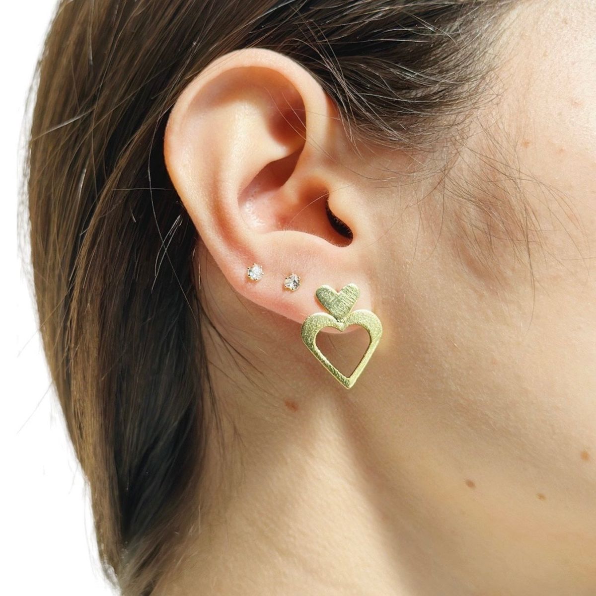 GENERICO - ARO BAÑO DE ORO CORAZÓN DOBLE