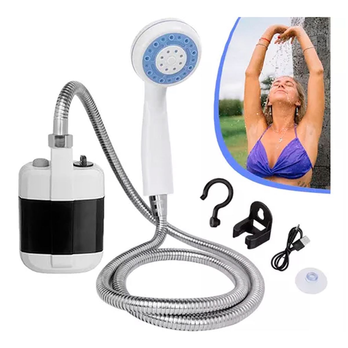 ESHOPANGIE - Ducha Portátil Para Camping Ducha Recargable Al Aire Libre