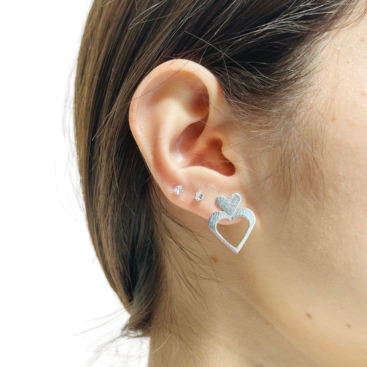 GENERICO - ARO BAÑO DE PLATA CORAZÓN DOBLE