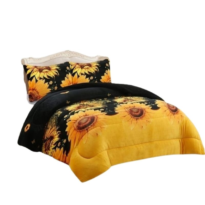 GENERICO - Cobertor De Invierno Diseño Girasol Con Chiporro+Plus 2 PLAZA  MH