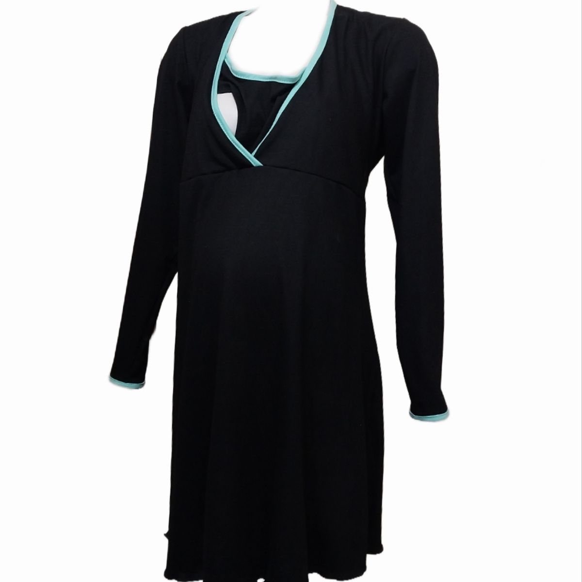 DMOM - Camisa de dormir Maternal y Lactancia DMom manga Larga Color Negro