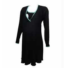 DMOM - Camisa de dormir Maternal y Lactancia manga Larga Color Negro