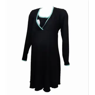 DMOM - Camisa de dormir Maternal y Lactancia manga Larga Color Negro