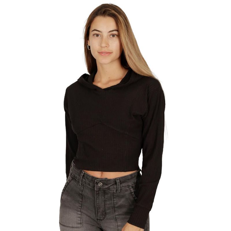 DIVINO JEANS - Polerón Anais I Negro Divino Jeans - Negro.-
