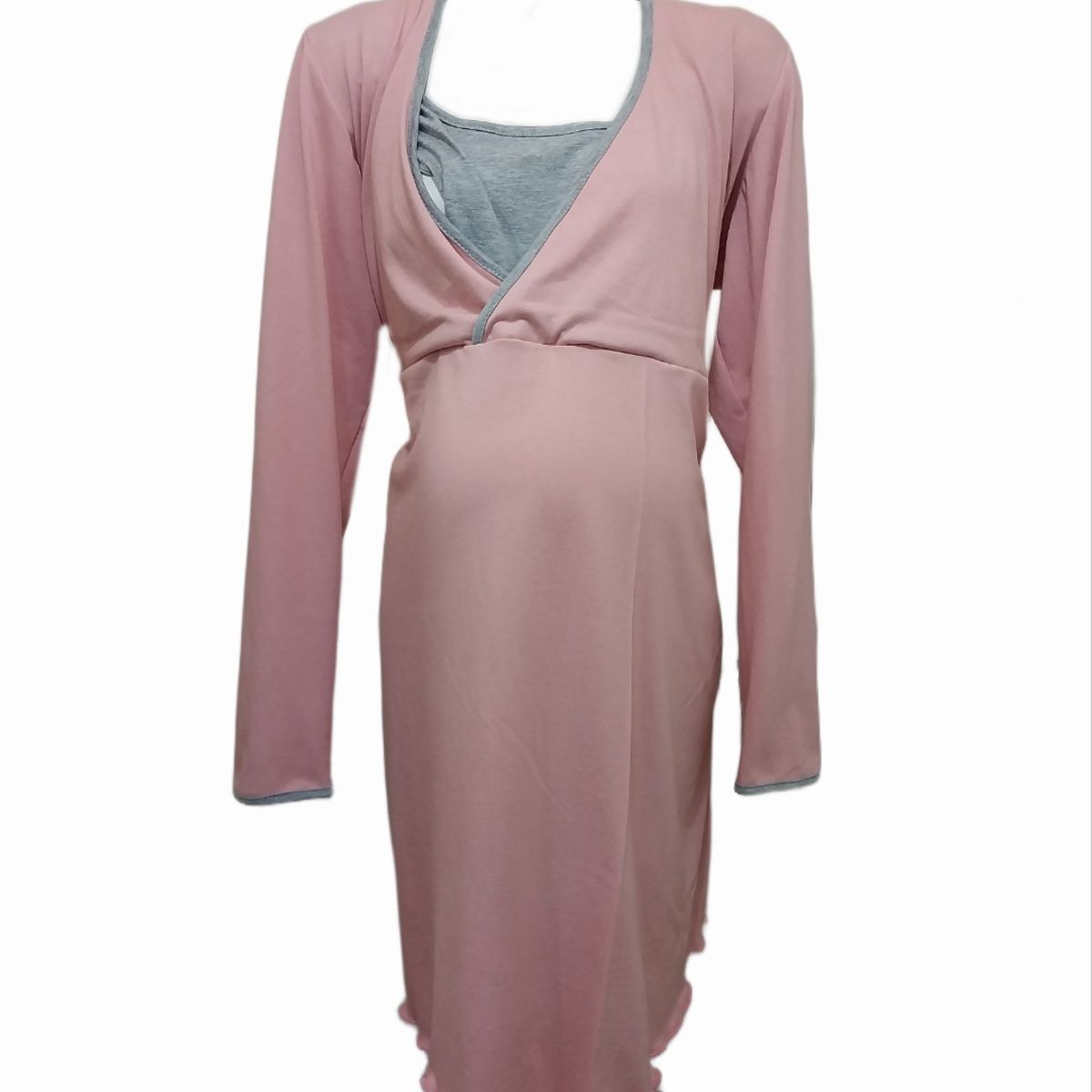 DMOM - Camisa de dormir Maternal y Lactancia DMom manga larga color palo rosa