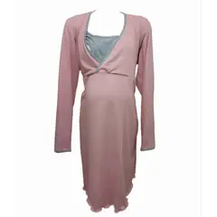 DMOM - Camisa de dormir Maternal y Lactancia manga larga color palo rosa