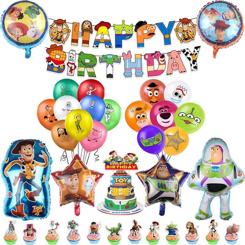GENERICO - Set Decoración Globos + banderín Toy story