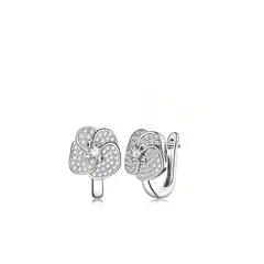 VANE COLLECTION - Aros mujer mini rosa pegado baño rodio pavé circones