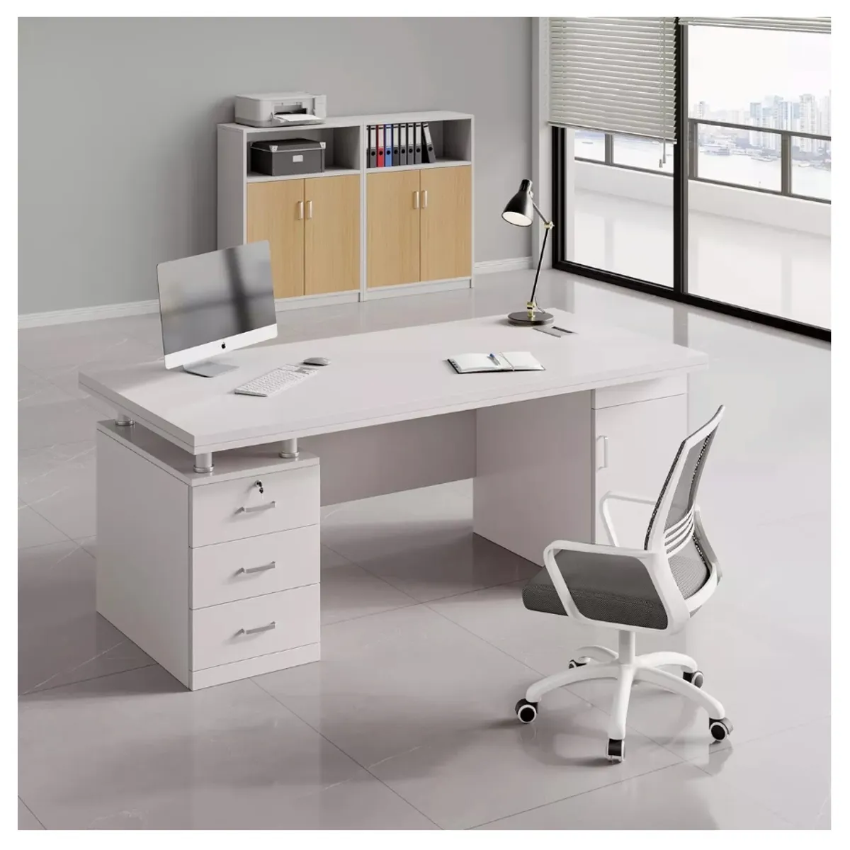 HOMER DESIGN - Escritorio Moderno Con Cajoneras 140x60x77cm Para Oficina…