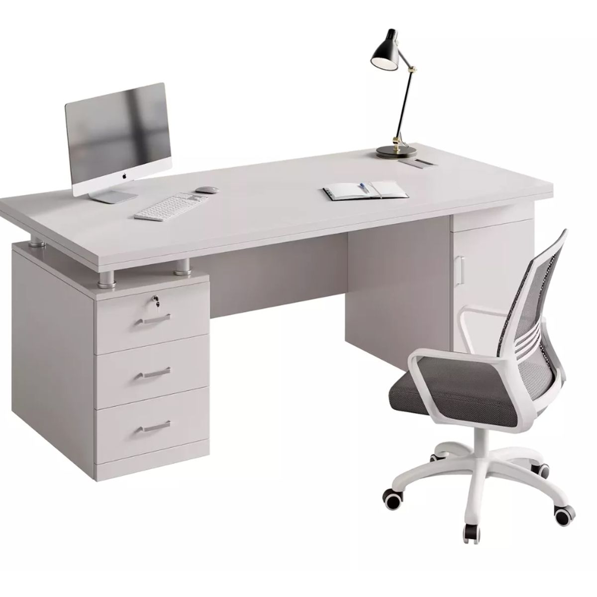 HOMER DESIGN - Escritorio Moderno Con Cajoneras 140x60x77cm Para Oficina…