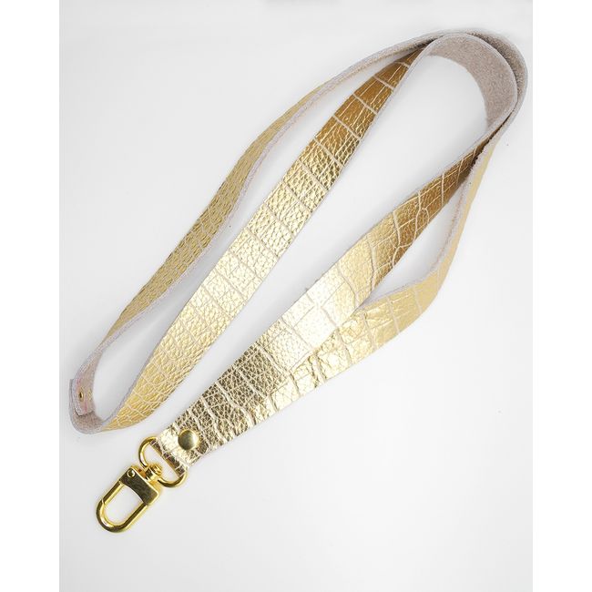 JARDIN DEL ESTE - Lanyard Strap cuero Dorado caimán