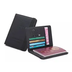GENERICO - Estuche Porta Pasaporte Funda Protectora Rfid Negro Sim Card