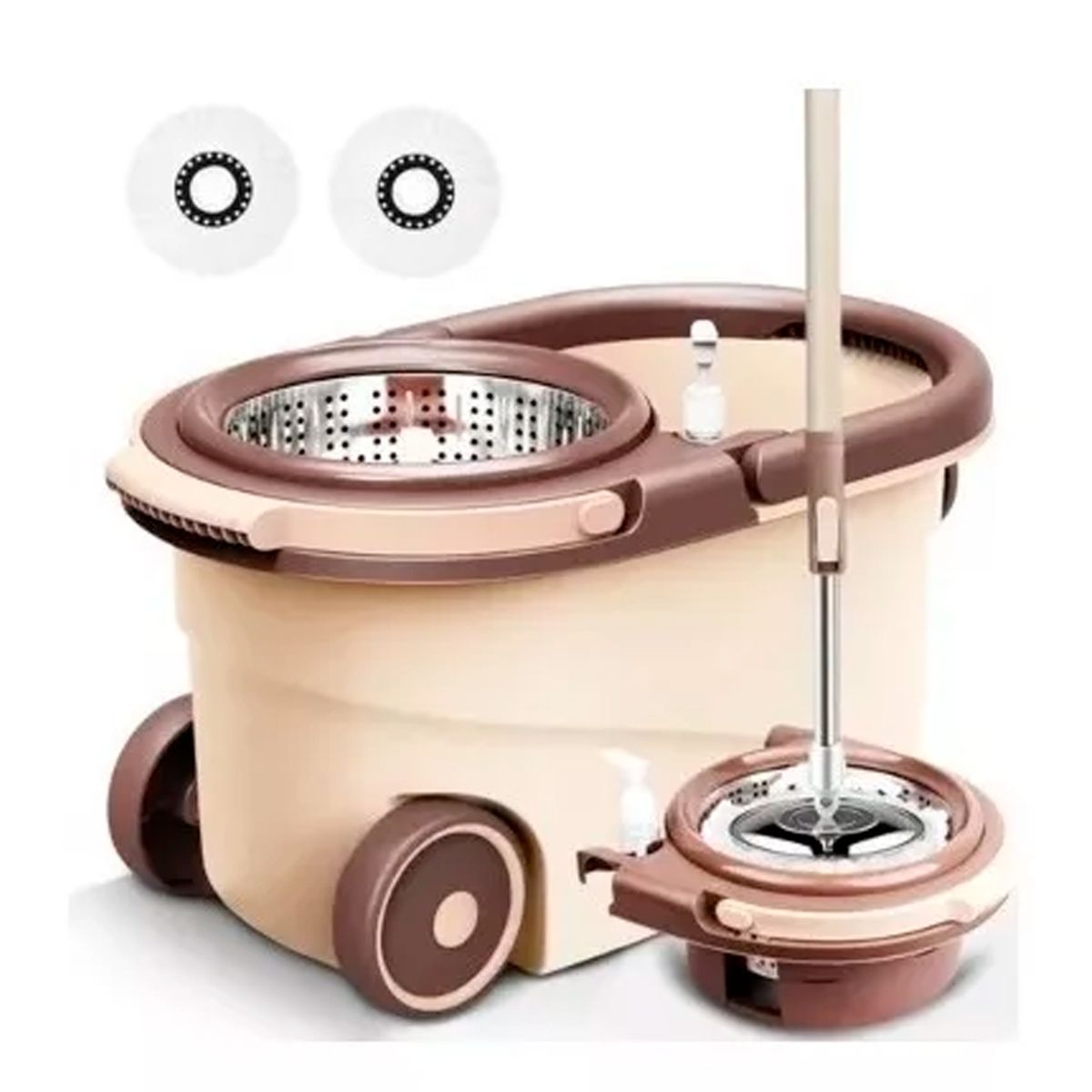 IRM - Mopa Trapeador Giratoria 360 Centrifugadora Acero Removible.