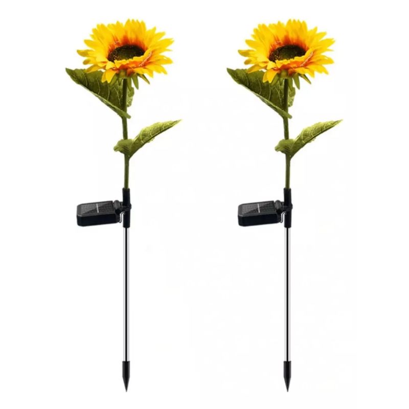 GENERICO - Pack 2 Estacas Girasoles Solares - Luz Cálida