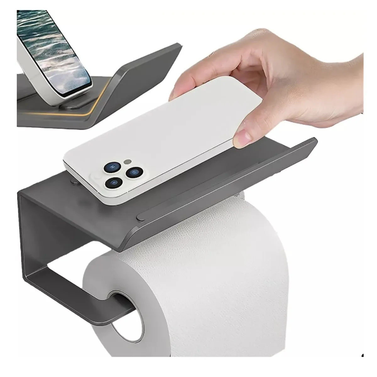 GENERICO - Porta Rollo Papel Higiénico Confort Soporte Celular Premium
