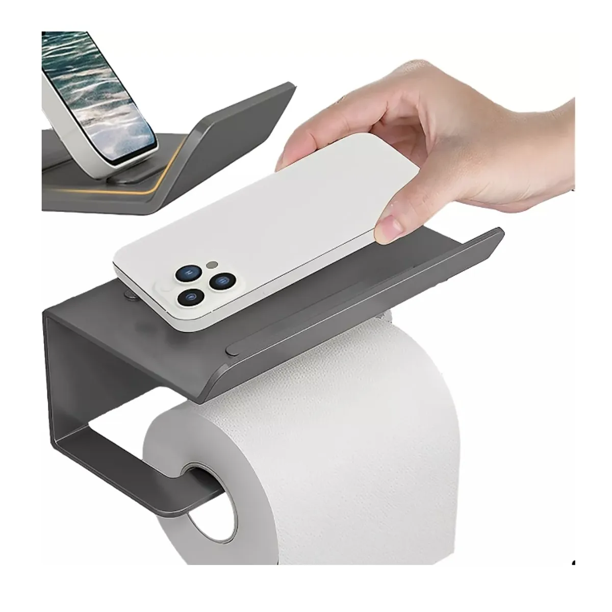 GENERICO - Porta Rollo Papel Higiénico Confort Soporte Celular Premium