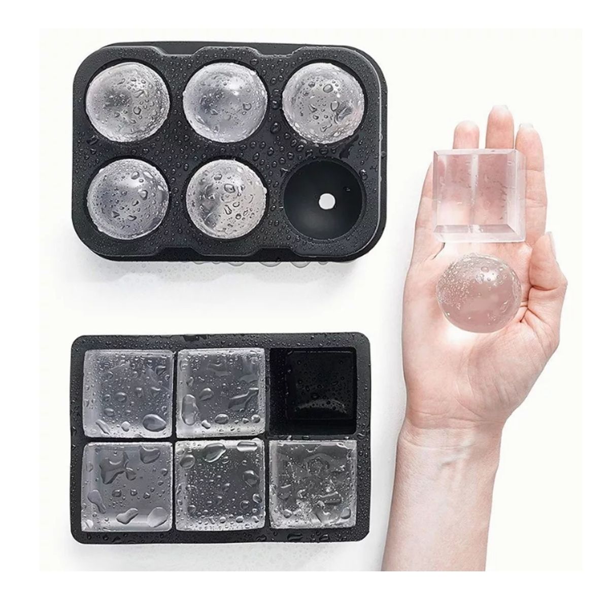 GENERICO - Molde De Silicona Para 6 Cubos De Hielo Redondo Y Cuadrado