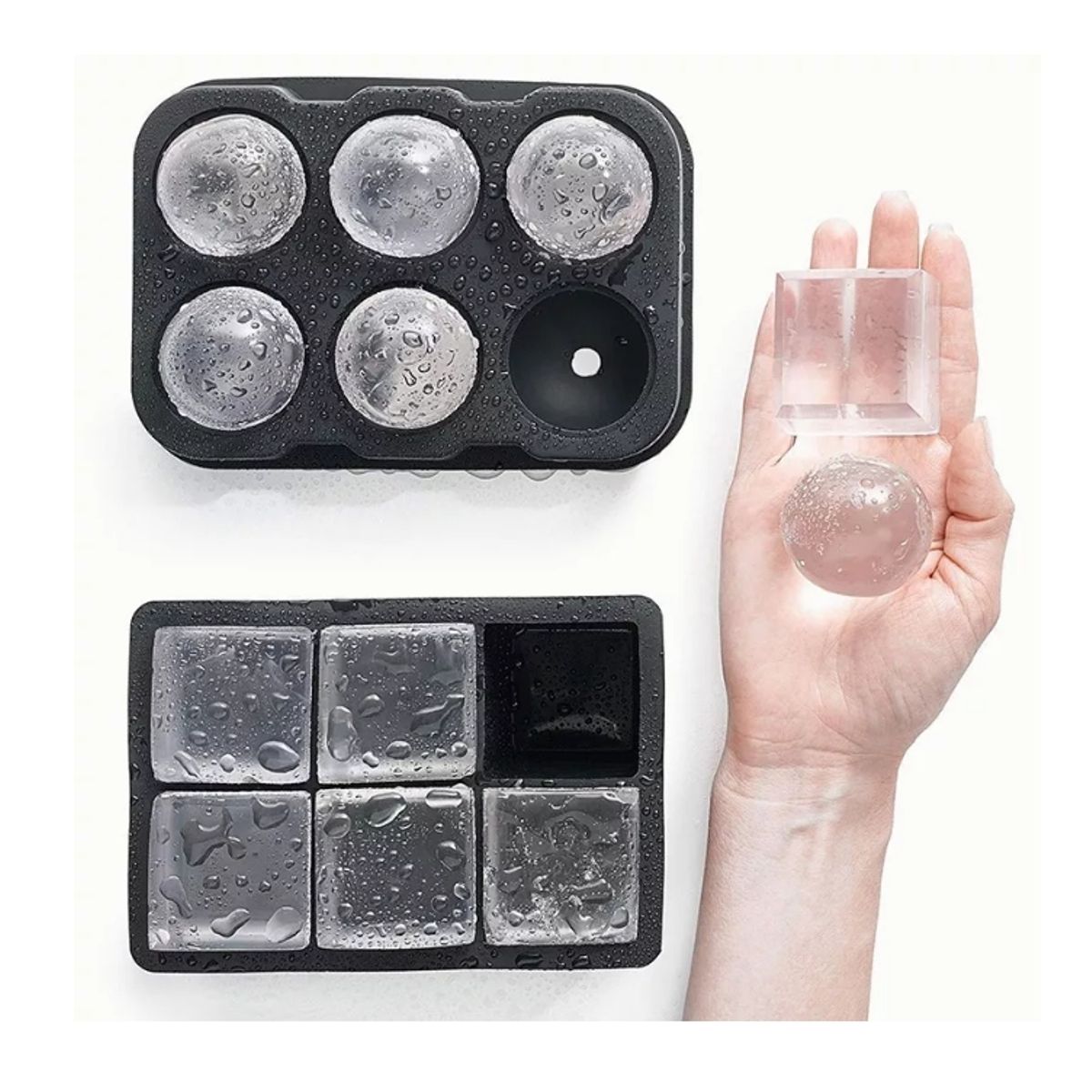 GENERICO - Molde De Silicona Para 6 Cubos De Hielo Redondo Y Cuadrado