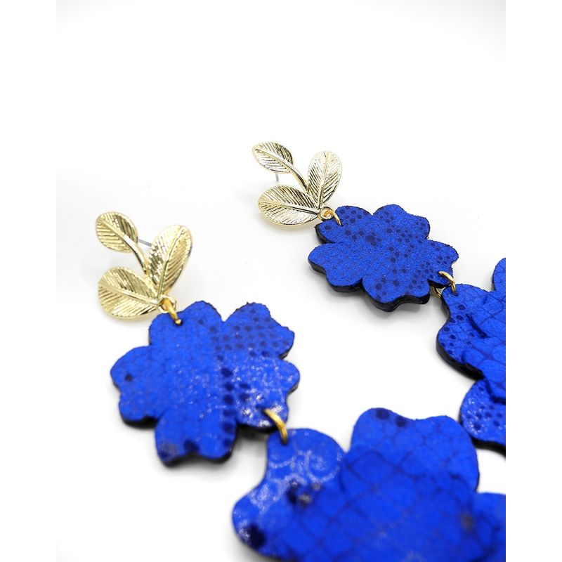 JARDIN DEL ESTE - Aros Azul de cuero Peonías