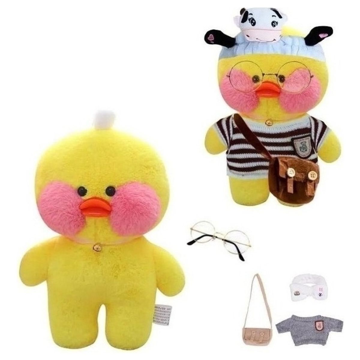 GENERICO - Peluche Lalafanfan Tik Tok Amarillo 30cm Incluye Accesorios