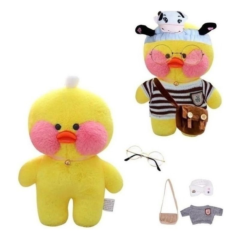 GENERICO - Peluche Lalafanfan Tik Tok Amarillo 30cm Incluye Accesorios