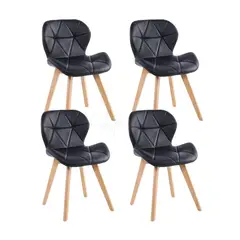 GENERICO - Pack de 4 Silla Aviador Mariposa Radar Wood - Negro