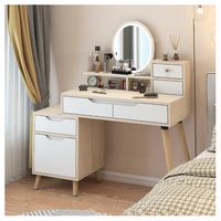 Tocador Con Espejo De Luz Comoda Extendible 130x40x110cm