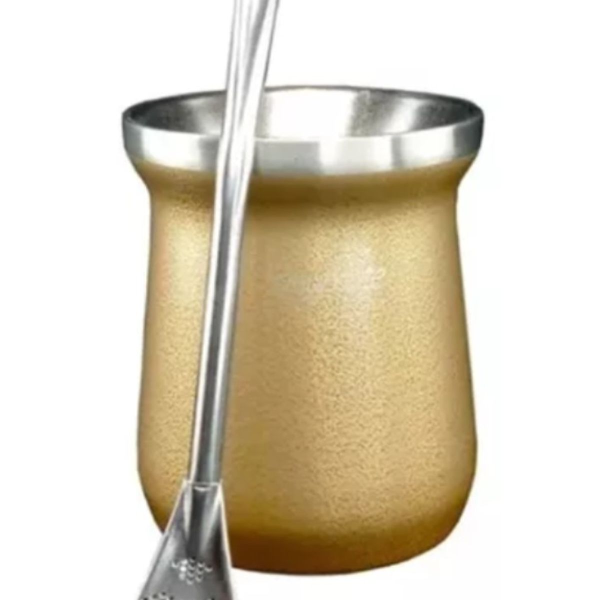 GENERICO - Mate Con Bombilla Anýmate Premium Matero Metalizado Dorado 236 ML.