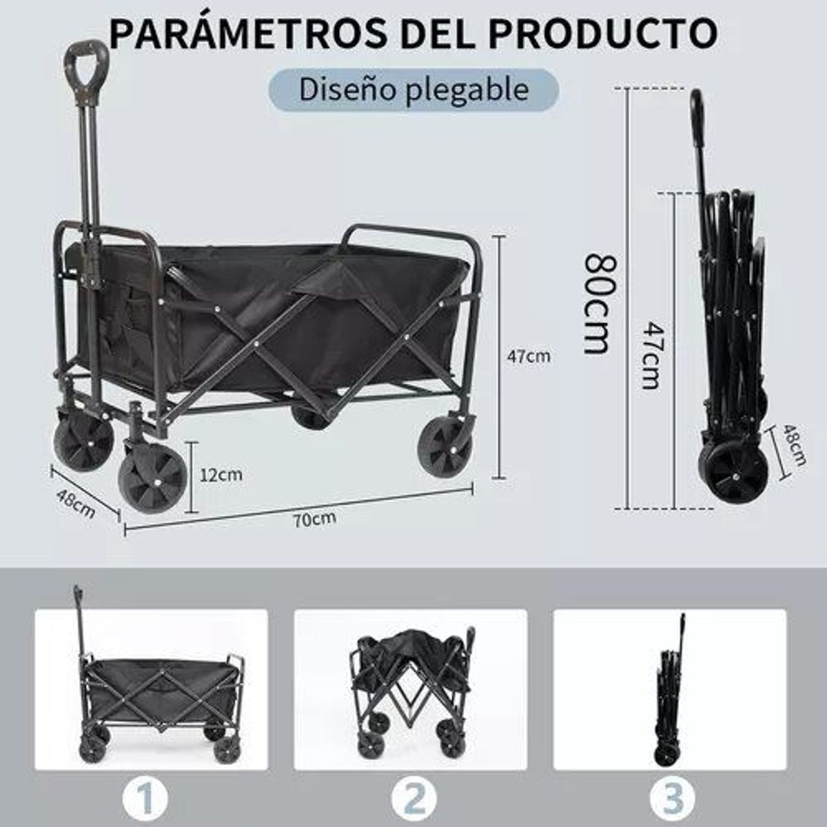 GENERICO - Carrito Para Compras Plegable Ideal Para El Camping Y Picnic
