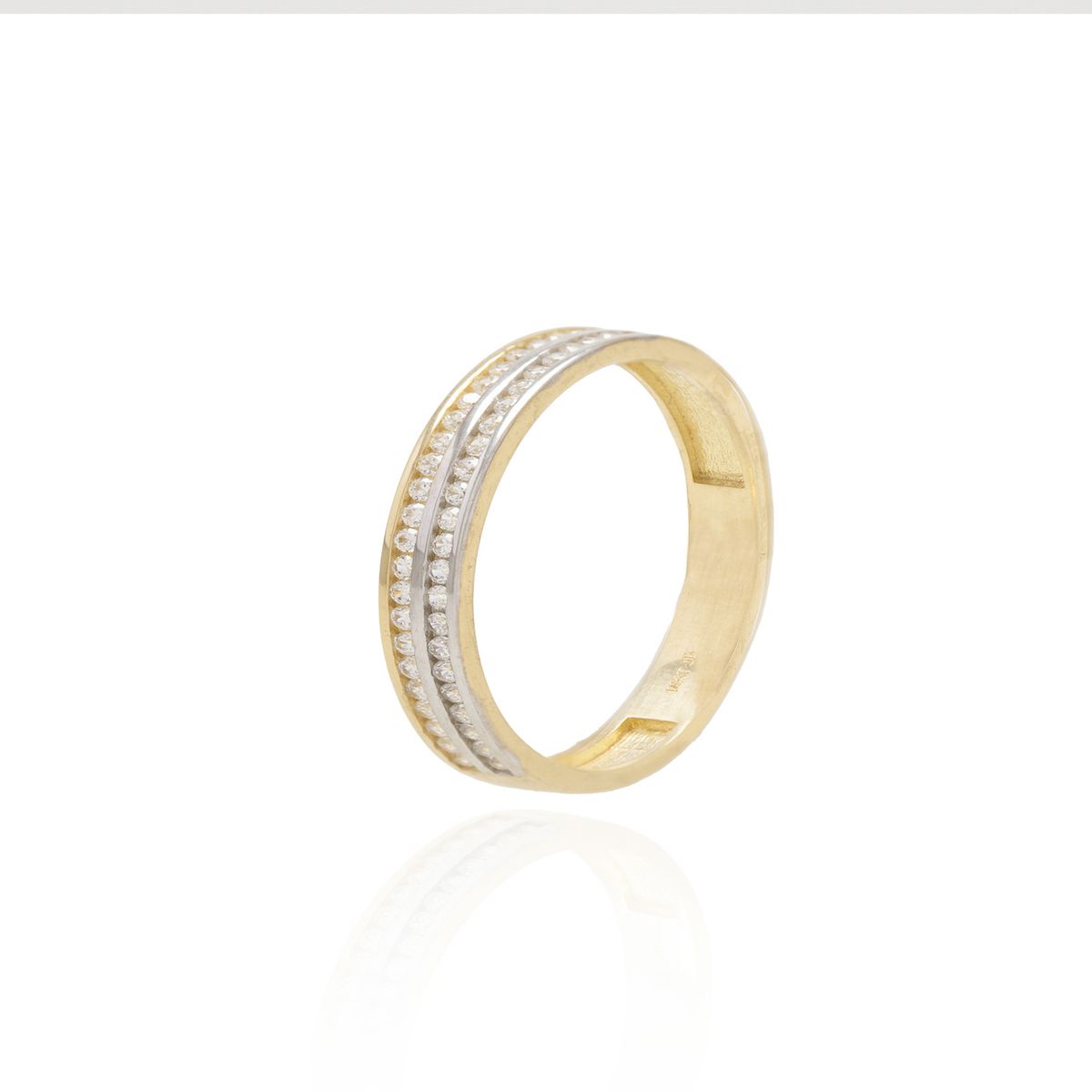 JB JOYAS BARON - Anillo Compromiso de Oro 18Kt Bicolor Doble Riel
