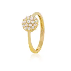 JB JOYAS BARON - Anillo Compromiso de Oro 18Kt Flor Roseta Grande Circon