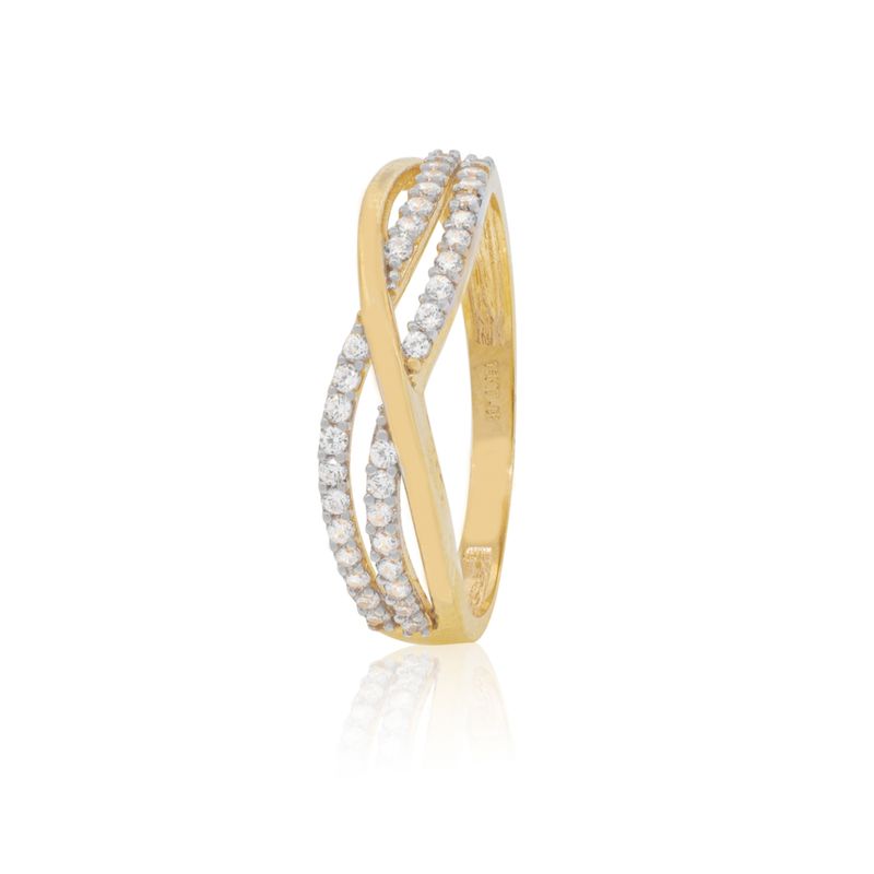JB JOYAS BARON - Anillo Compromiso de Oro 18Kt Circones Doble Onda