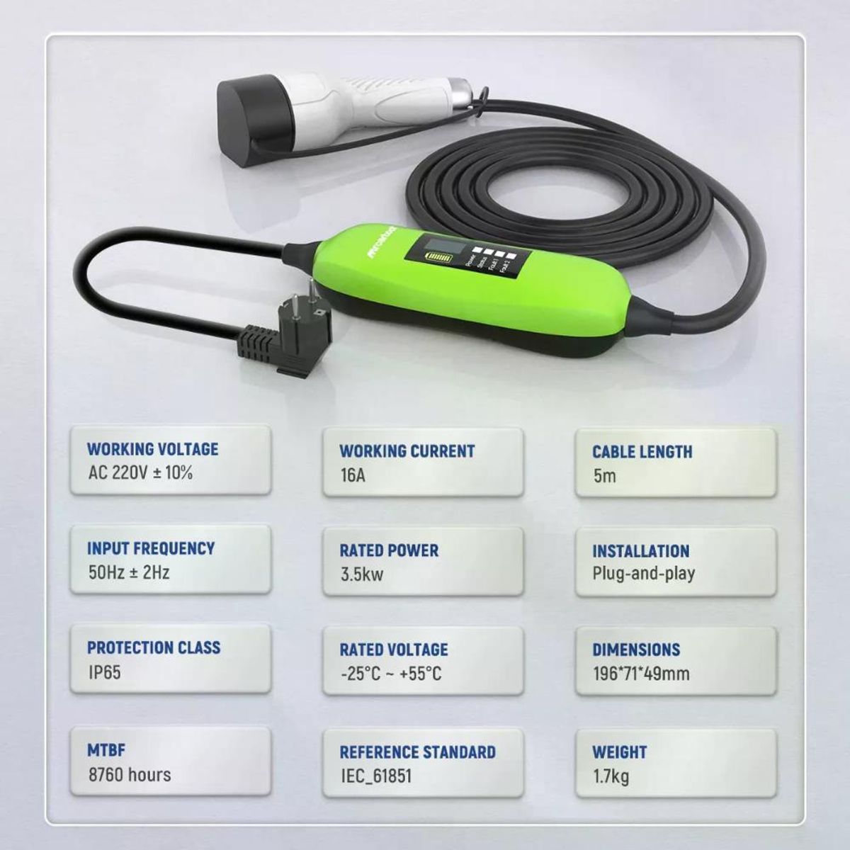 GENERICO - Cargador Auto Vehículo Eléctrico S300 J1772 Enchufe 16a 5mt