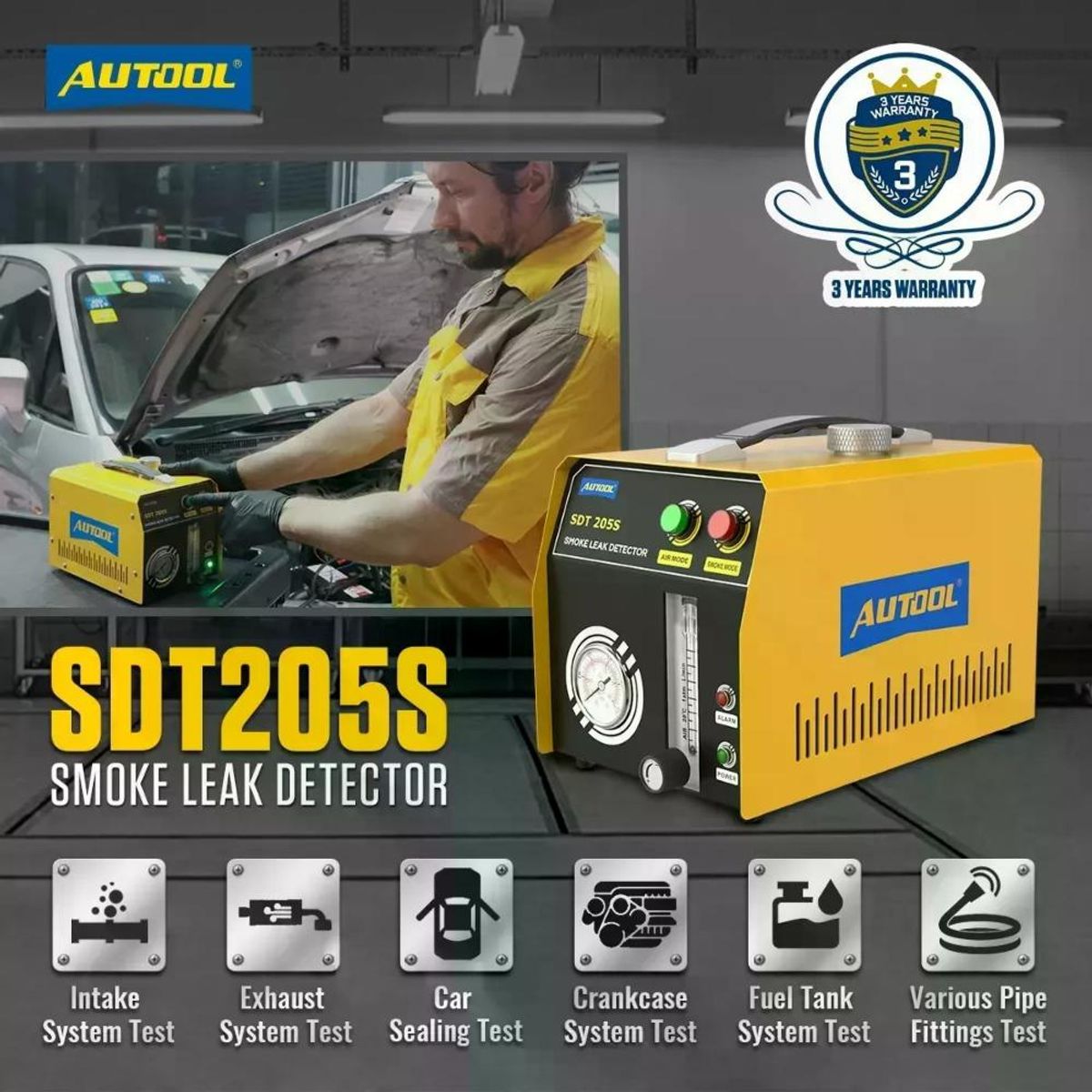 GENERICO - Detector De Fugas De Humo Y Sistema Evap Sdt205s Autool