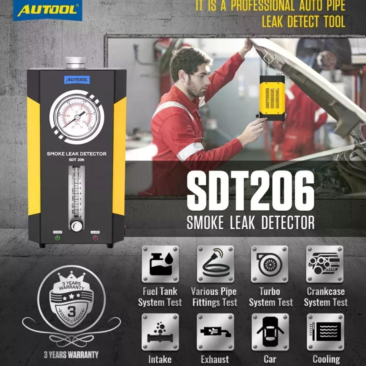 GENERICO - Detector Fugas De Humo Sdt206 Autool  Nueva Versión