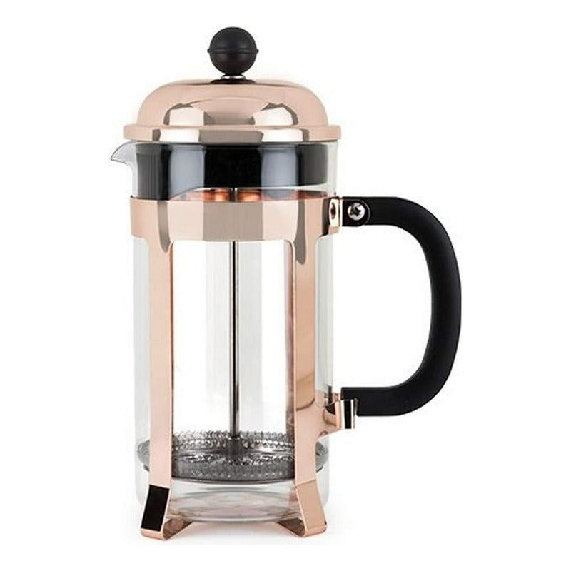 GENERICO - Cafetera Prensa Francesa De Vidrio Rose Gold 1000 Ml 1 Litro
