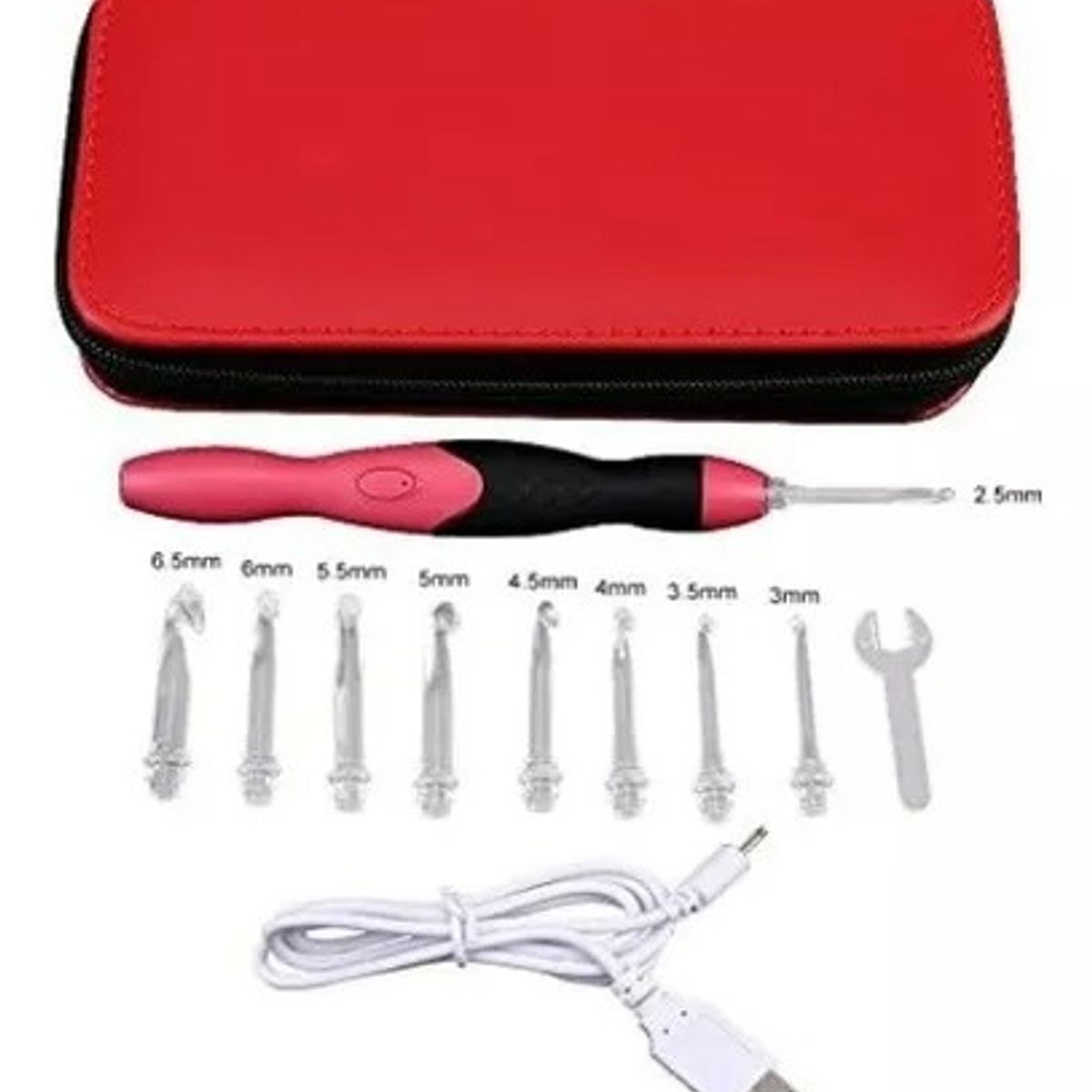 GENERICO - Set De Crochet Con Luz Led 9 Cabezales Recargable Por Usb