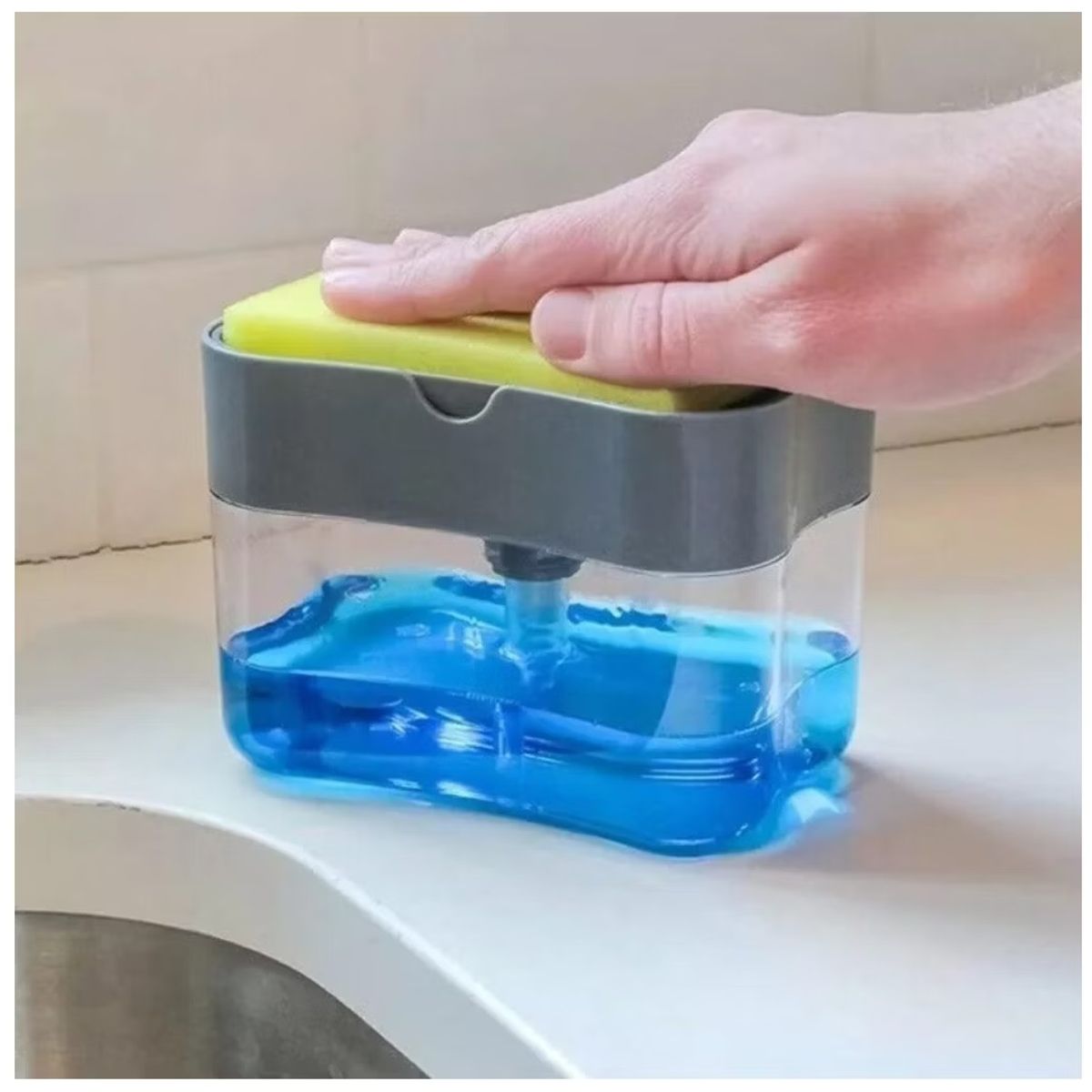 GENERICO - Dispensador Jabón Para Lava Trastes Cocina Con Esponja