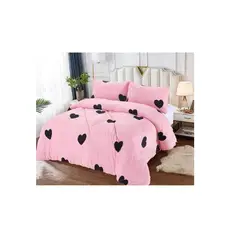 GENERICO - Plumon Cobertor de Invierno Plush y Chiporro 2 plazas Corazones