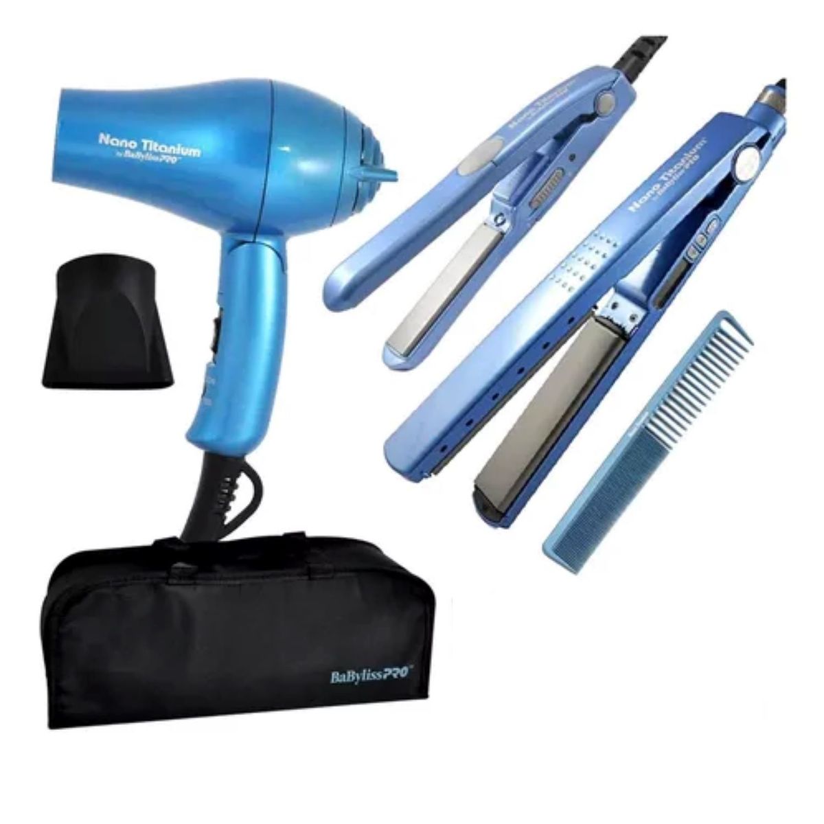 BABYLISS PRO - Kit Travel BaBylissPRO 4 unidades Plancha Ionica 32mm+Sec+Plan Mini