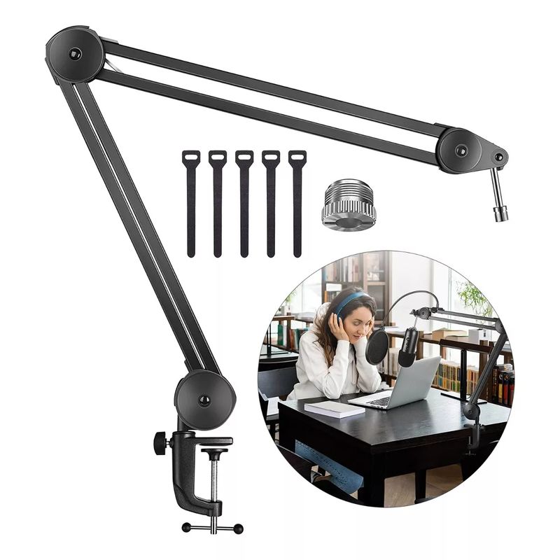 DEKANO - Brazo Soporte Micrófono Pinza Flexible Pedestal Escritorio